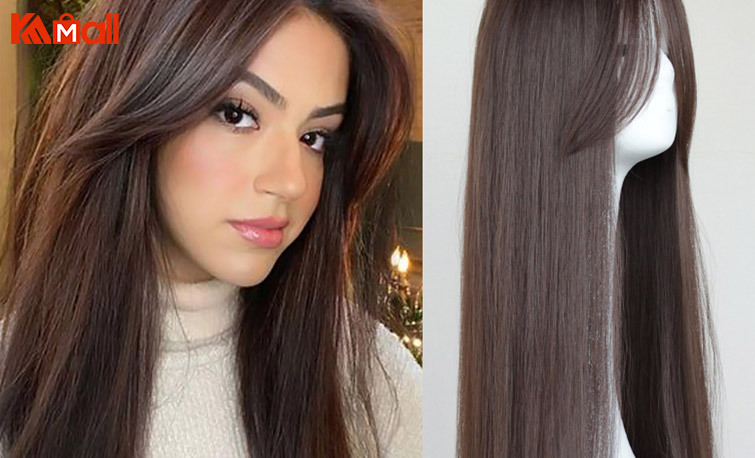 straight long brown lace front wig